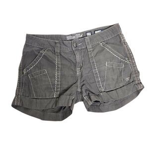 MISS ME grey‎ embroidered embellished roll cuff cargo shorts CP4001H3 27